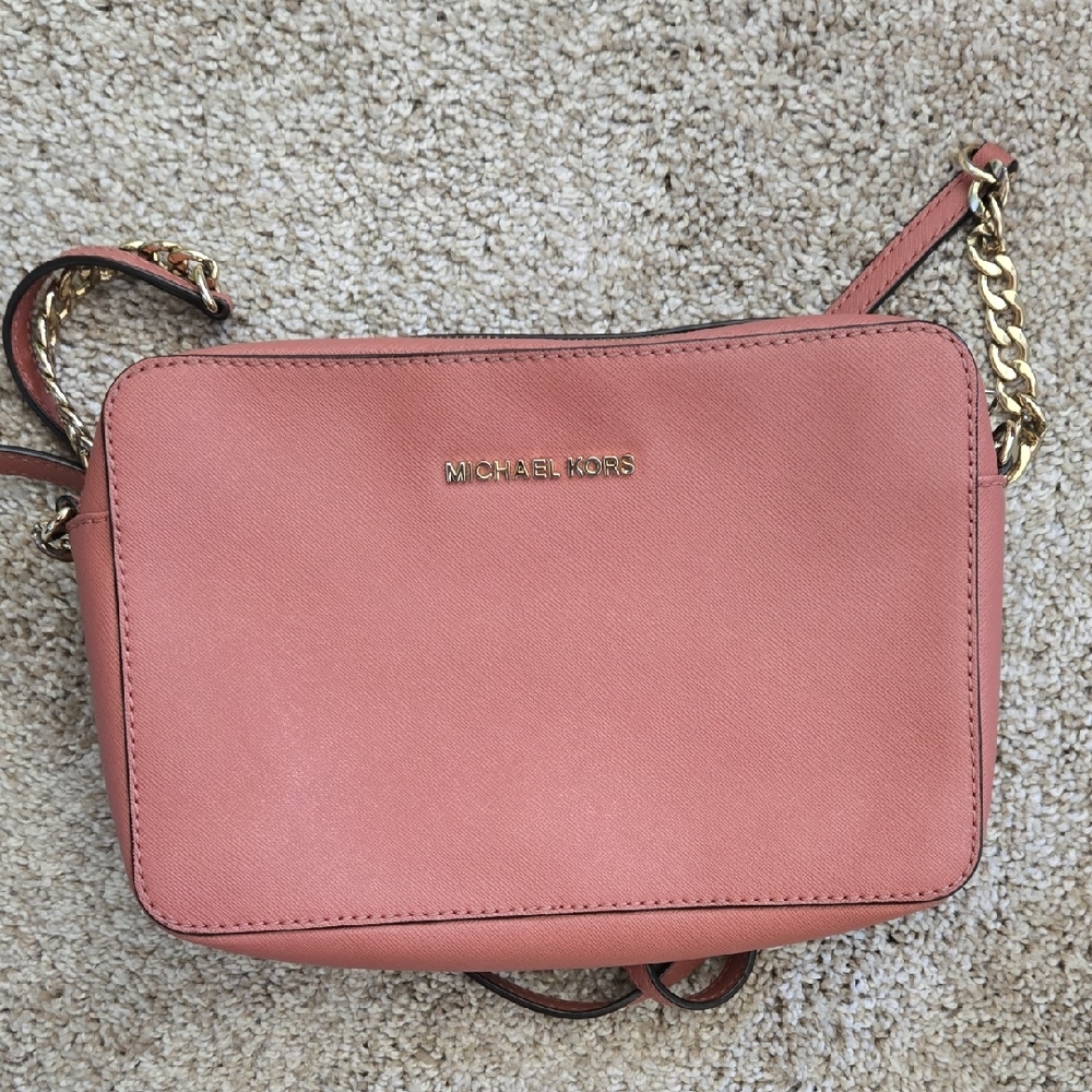 Michael Kors Pink Crossbody Bag with Silver Hardware